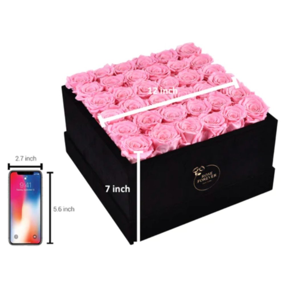 Forever Roses 36 Pink Roses Velvet Box with Lid - Picture 2 of 3